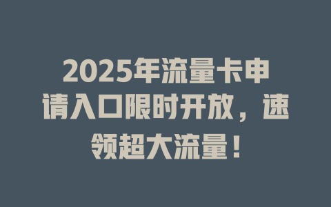 2025年流量卡申请入口限时开放，速领超大流量！