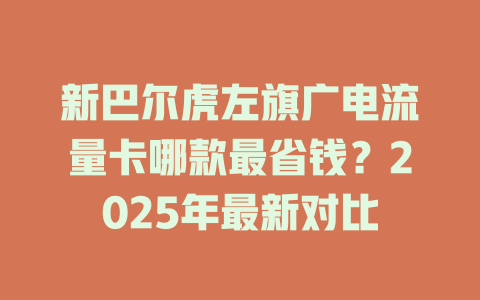 新巴尔虎左旗广电流量卡哪款最省钱？2025年最新对比