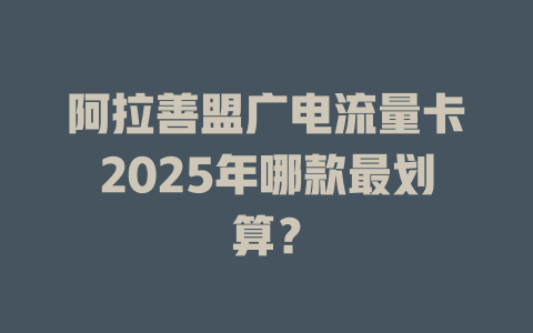 阿拉善盟广电流量卡2025年哪款最划算？