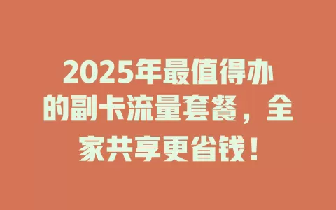 2025年最值得办的副卡流量套餐，全家共享更省钱！