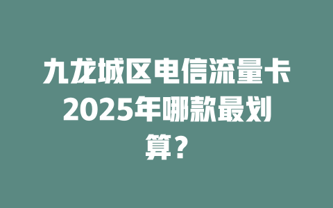 九龙城区电信流量卡2025年哪款最划算？