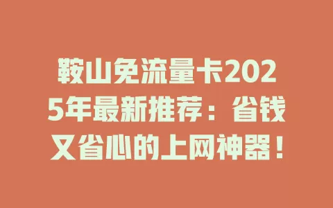 鞍山免流量卡2025年最新推荐：省钱又省心的上网神器！