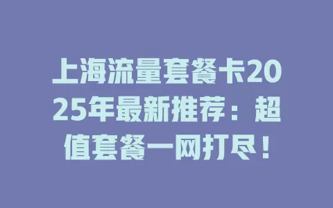 上海流量套餐卡2025年最新推荐：超值套餐一网打尽！