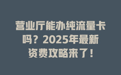 营业厅能办纯流量卡吗？2025年最新资费攻略来了！