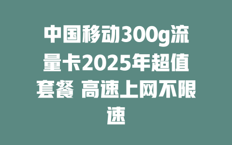 中国移动300g流量卡2025年超值套餐 高速上网不限速