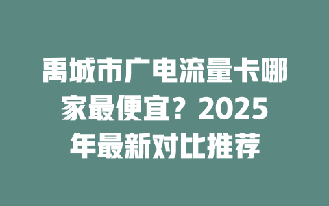 禹城市广电流量卡哪家最便宜？2025年最新对比推荐