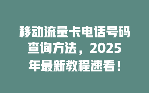 移动流量卡电话号码查询方法，2025年最新教程速看！