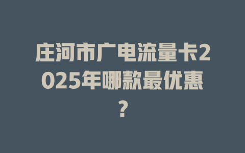 庄河市广电流量卡2025年哪款最优惠？