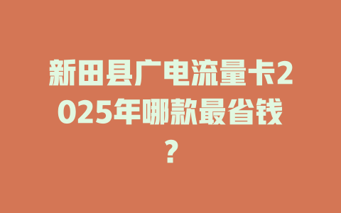新田县广电流量卡2025年哪款最省钱？