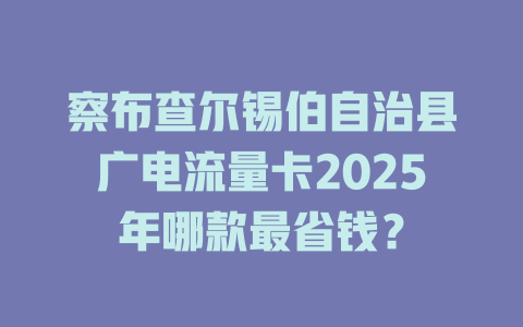 察布查尔锡伯自治县广电流量卡2025年哪款最省钱？