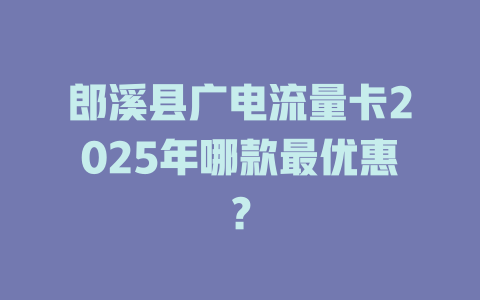 郎溪县广电流量卡2025年哪款最优惠？