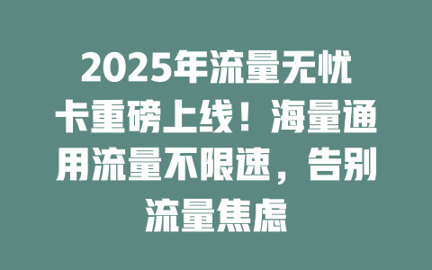 2025年流量无忧卡重磅上线！海量通用流量不限速，告别流量焦虑