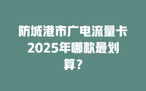 防城港市广电流量卡2025年哪款最划算？