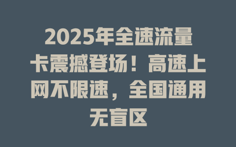 2025年全速流量卡震撼登场！高速上网不限速，全国通用无盲区