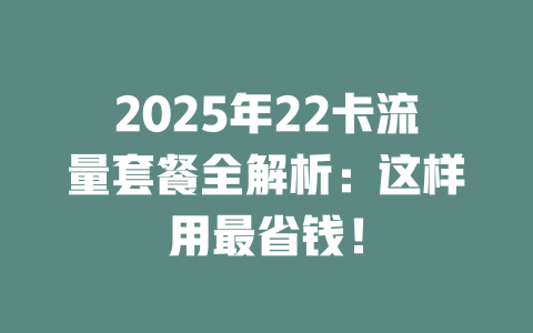 2025年22卡流量套餐全解析：这样用最省钱！