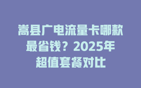 嵩县广电流量卡哪款最省钱？2025年超值套餐对比