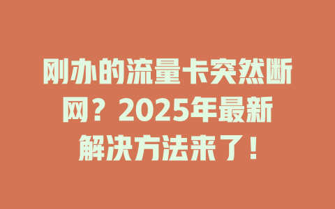 刚办的流量卡突然断网？2025年最新解决方法来了！