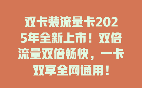 双卡装流量卡2025年全新上市！双倍流量双倍畅快，一卡双享全网通用！