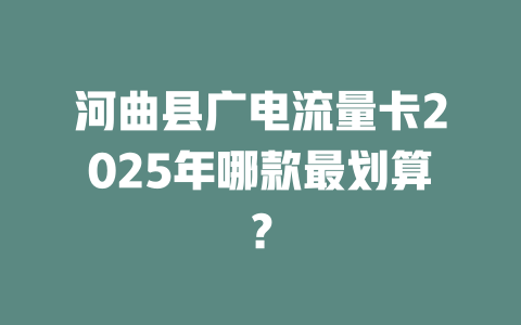河曲县广电流量卡2025年哪款最划算？