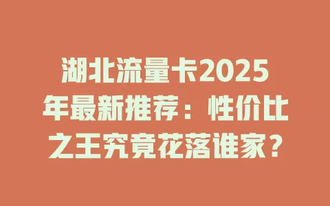 湖北流量卡2025年最新推荐：性价比之王究竟花落谁家？