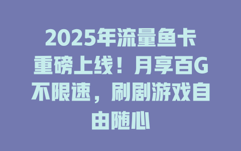 2025年流量鱼卡重磅上线！月享百G不限速，刷剧游戏自由随心