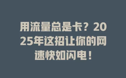 用流量总是卡？2025年这招让你的网速快如闪电！