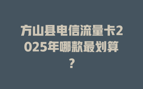 方山县电信流量卡2025年哪款最划算？