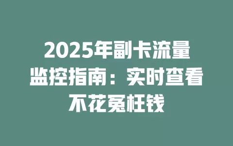 2025年副卡流量监控指南：实时查看不花冤枉钱