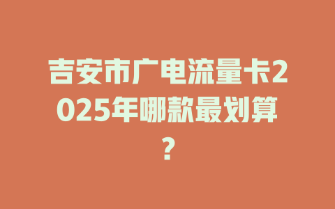 吉安市广电流量卡2025年哪款最划算？