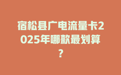 宿松县广电流量卡2025年哪款最划算？