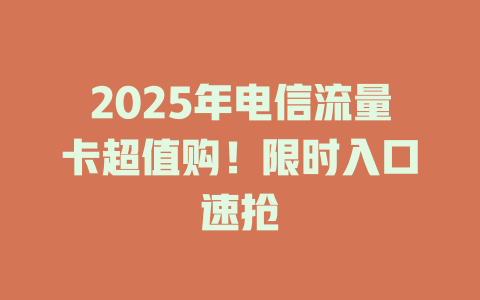 2025年电信流量卡超值购！限时入口速抢