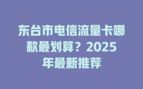 东台市电信流量卡哪款最划算？2025年最新推荐
