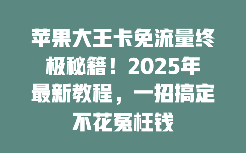 苹果大王卡免流量终极秘籍！2025年最新教程，一招搞定不花冤枉钱