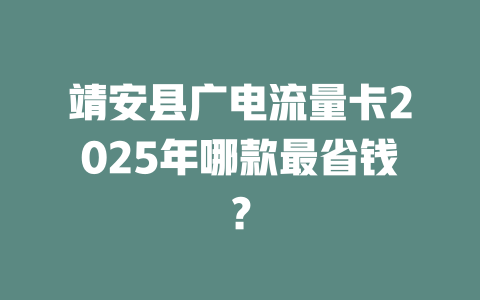 靖安县广电流量卡2025年哪款最省钱？