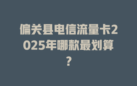 偏关县电信流量卡2025年哪款最划算？