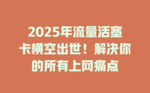 2025年流量活塞卡横空出世！解决你的所有上网痛点