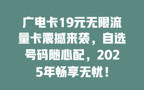广电卡19元无限流量卡震撼来袭，自选号码随心配，2025年畅享无忧！