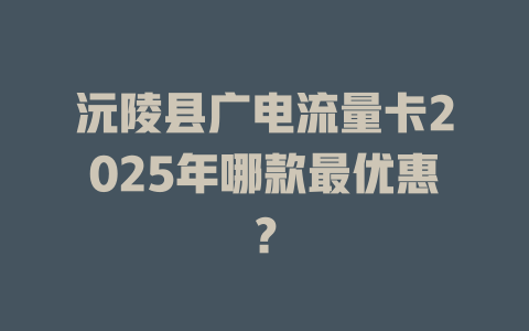 沅陵县广电流量卡2025年哪款最优惠？