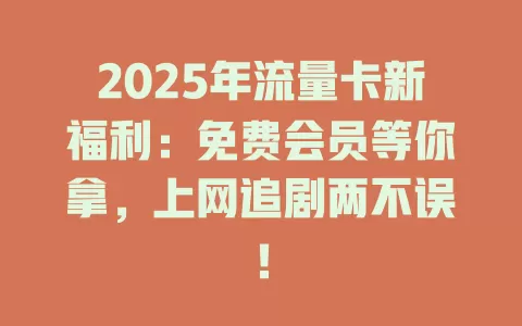 2025年流量卡新福利：免费会员等你拿，上网追剧两不误！