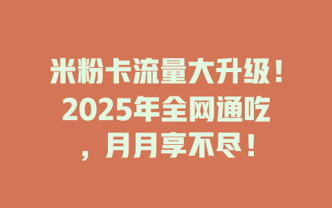 米粉卡流量大升级！2025年全网通吃，月月享不尽！