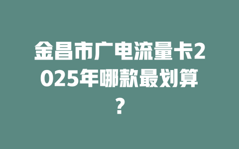金昌市广电流量卡2025年哪款最划算？