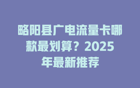 略阳县广电流量卡哪款最划算？2025年最新推荐