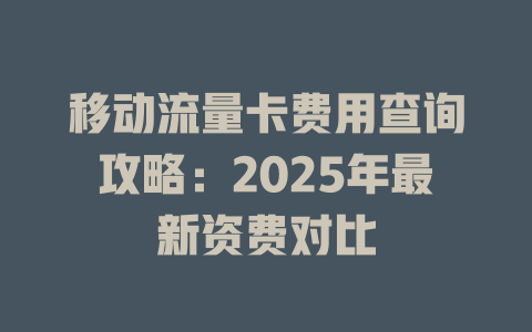 移动流量卡费用查询攻略：2025年最新资费对比
