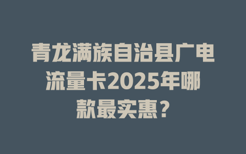 青龙满族自治县广电流量卡2025年哪款最实惠？