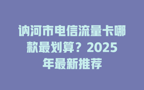 讷河市电信流量卡哪款最划算？2025年最新推荐