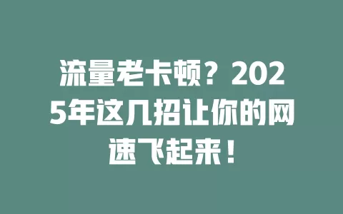 流量老卡顿？2025年这几招让你的网速飞起来！