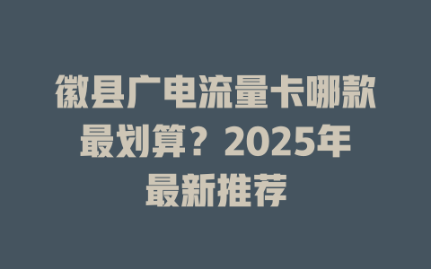 徽县广电流量卡哪款最划算？2025年最新推荐