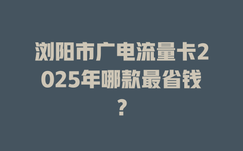 浏阳市广电流量卡2025年哪款最省钱？