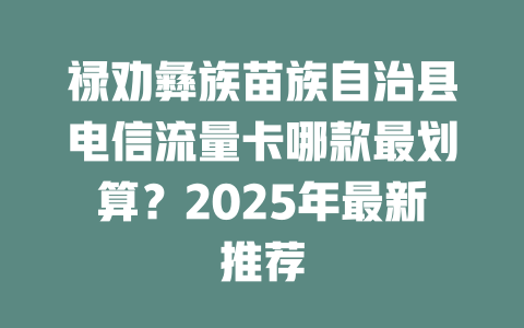 禄劝彝族苗族自治县电信流量卡哪款最划算？2025年最新推荐