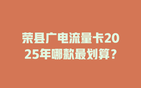 荣县广电流量卡2025年哪款最划算？